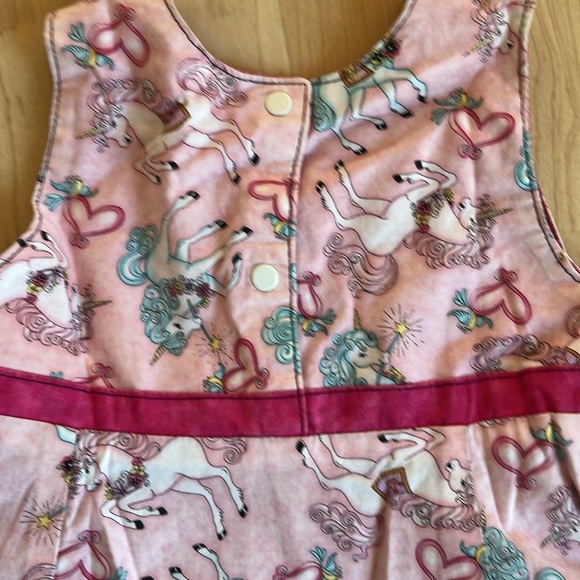 Reversible dress. Little girls size.  Handmade. Unicorns one side/purple other. - Picture 4 of 11